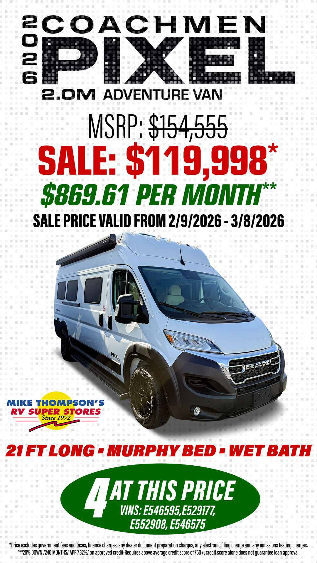 Mike Thompsons RV Super Stores Facebook ad from Feb 13, 2026