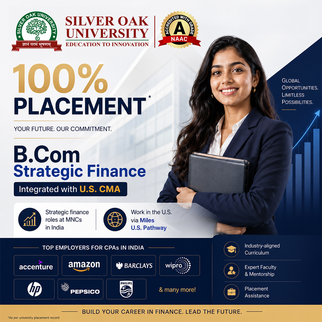 Silver Oak University Facebook ad: Admissions Open for B.Com Finance