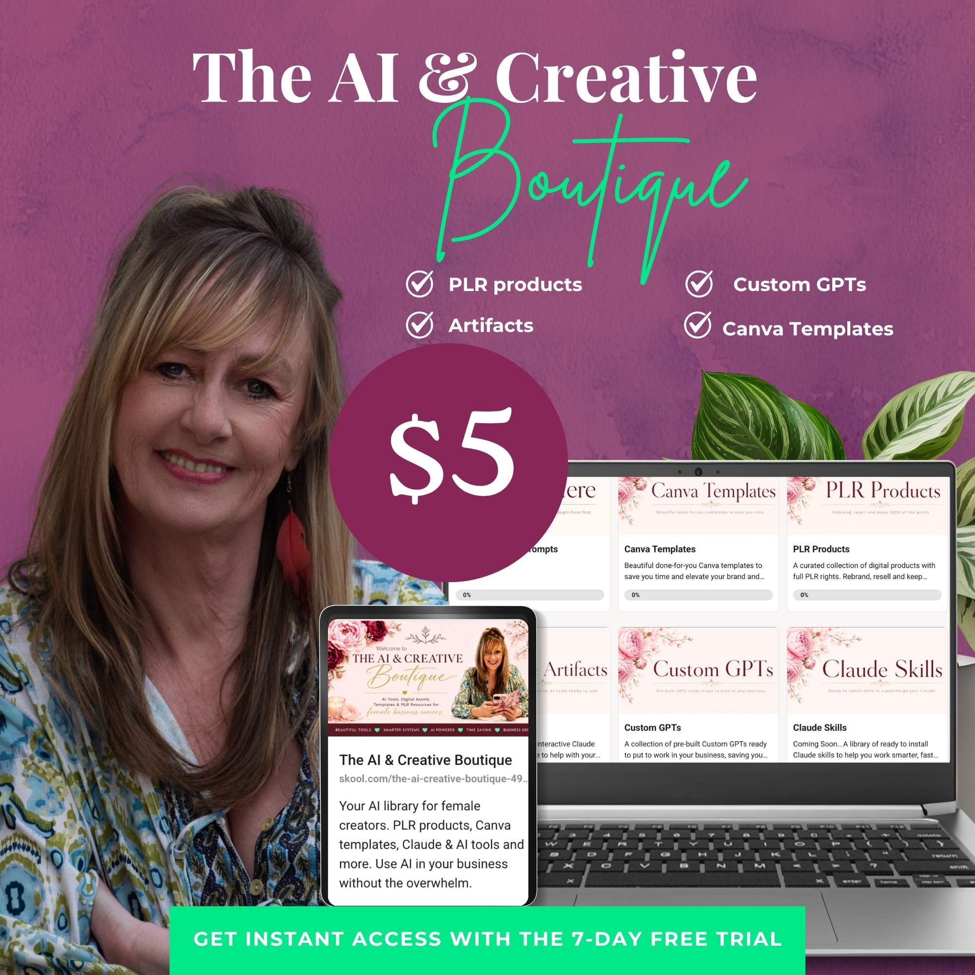 Jackie Frith Facebook ad: NEW: AI & PLR Boutique