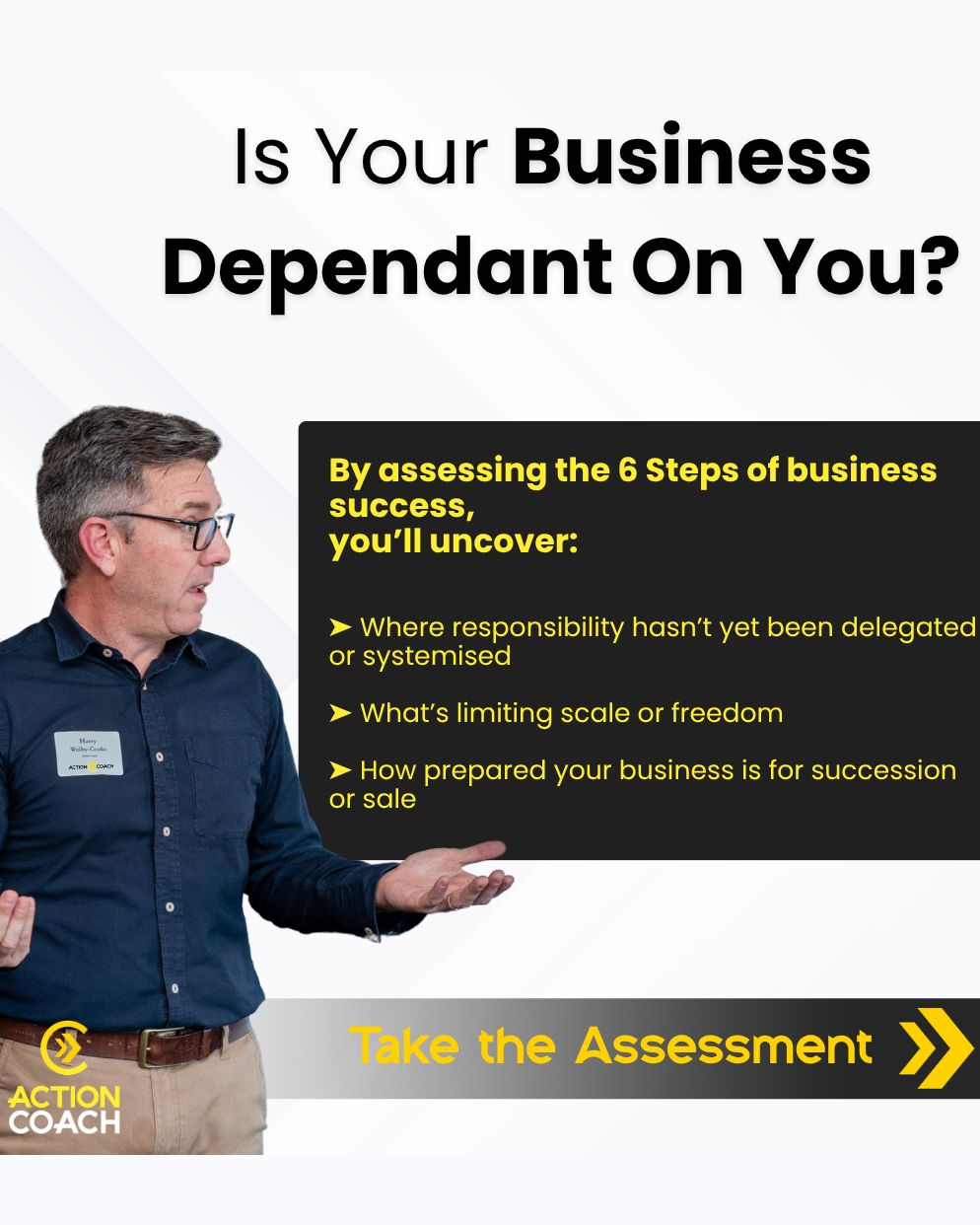 Action COACH Southern Africa Facebook ad: Is Your Business Dependant on You?