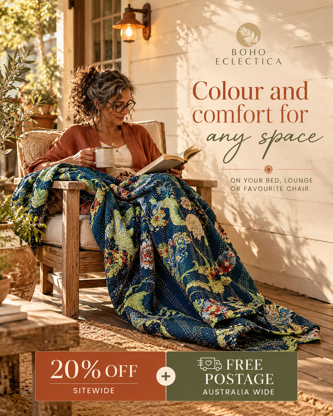 Boho Eclectica Facebook ad: More colour, no room redo