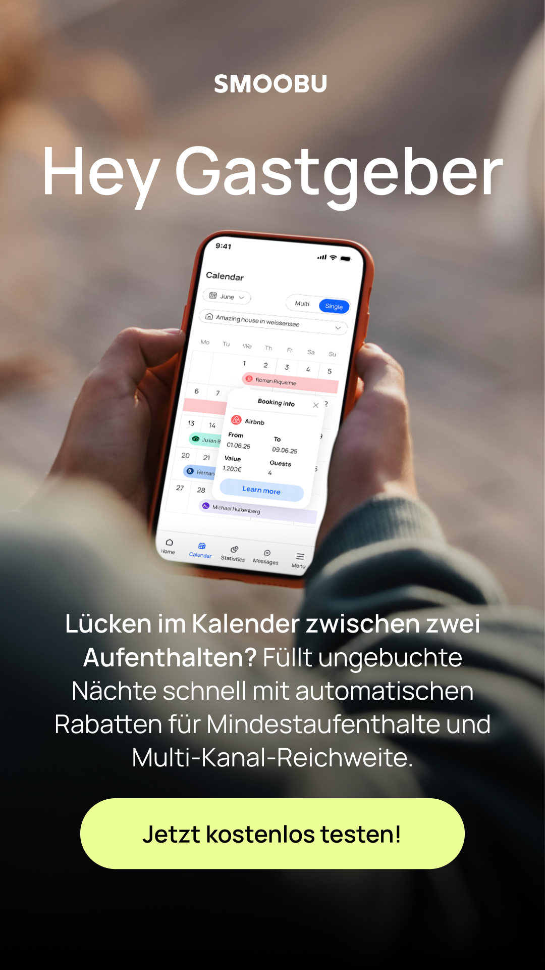 Smoobu - The Vacation Rental Software Facebook ad: Jetzt 14 Tage gratis testen