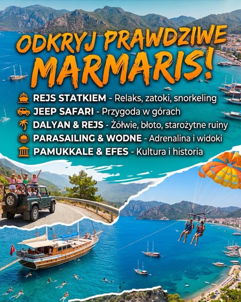 Marmaris'Simo Polskie Biuro Podroży - Wycieczki fakultatywne w Turcji Facebook ad: 𝐏𝐥𝐚𝐧𝐮𝐣𝐞𝐬𝐳 𝐰𝐚𝐤𝐚𝐜𝐣𝐞 𝐰 𝐌𝐚𝐫𝐦𝐚𝐫𝐢𝐬?