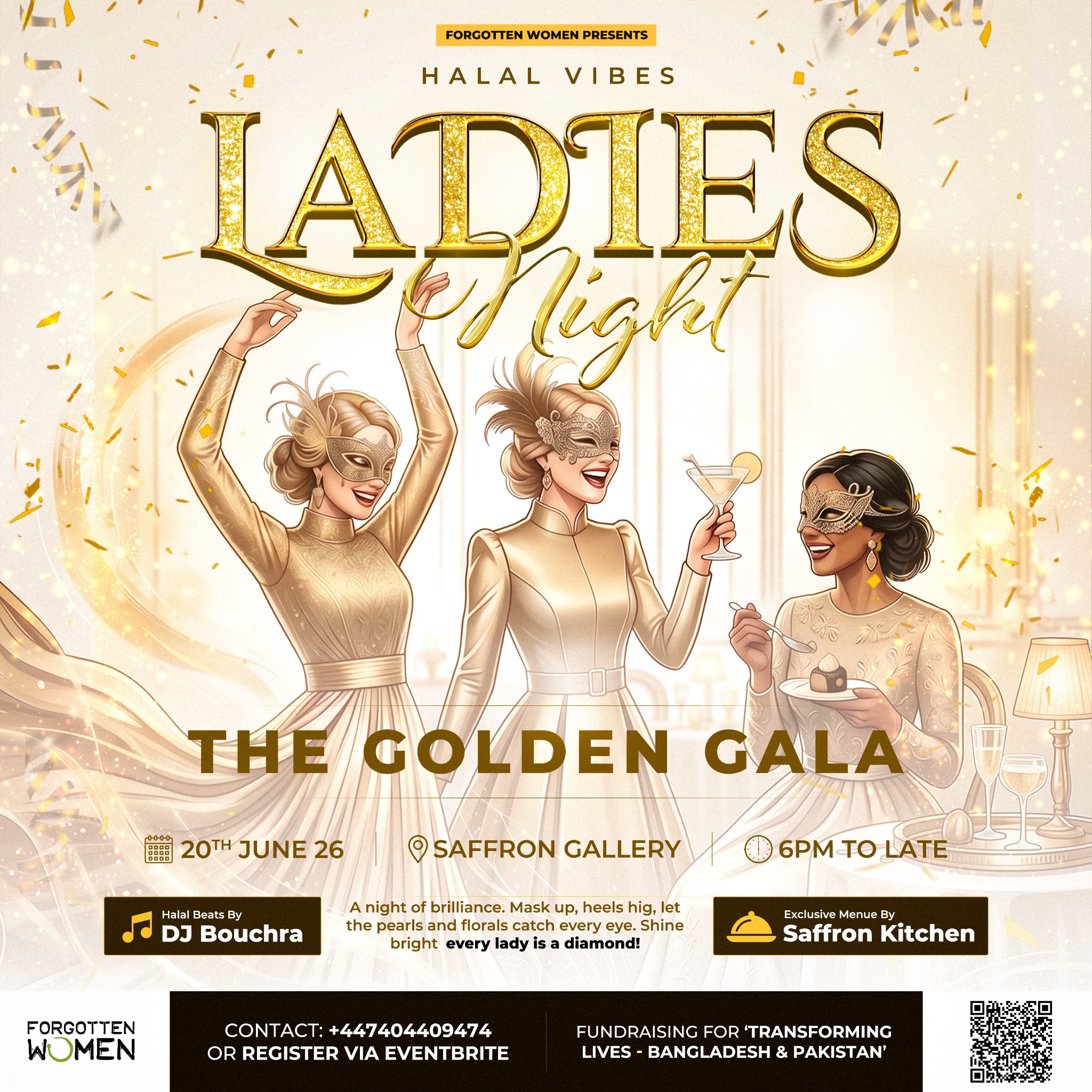 Eventsatforgottenwomen Facebook ad: Ladies Night: The Golden Gala (Halal Vibes)