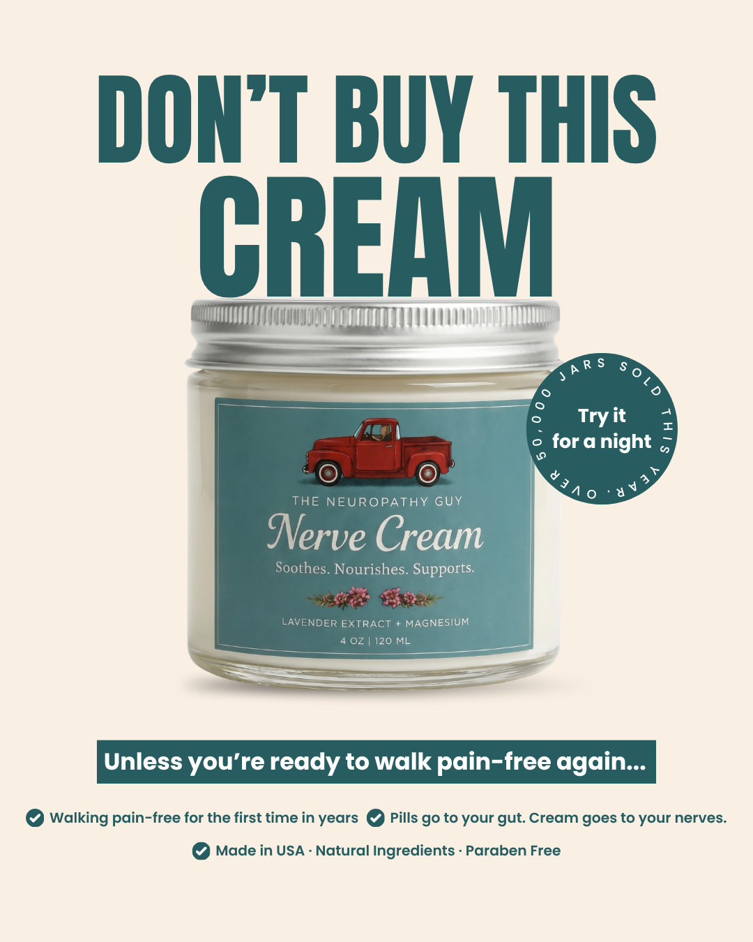 The Nerve Brand Facebook ad: Say goodbye to nerve pain