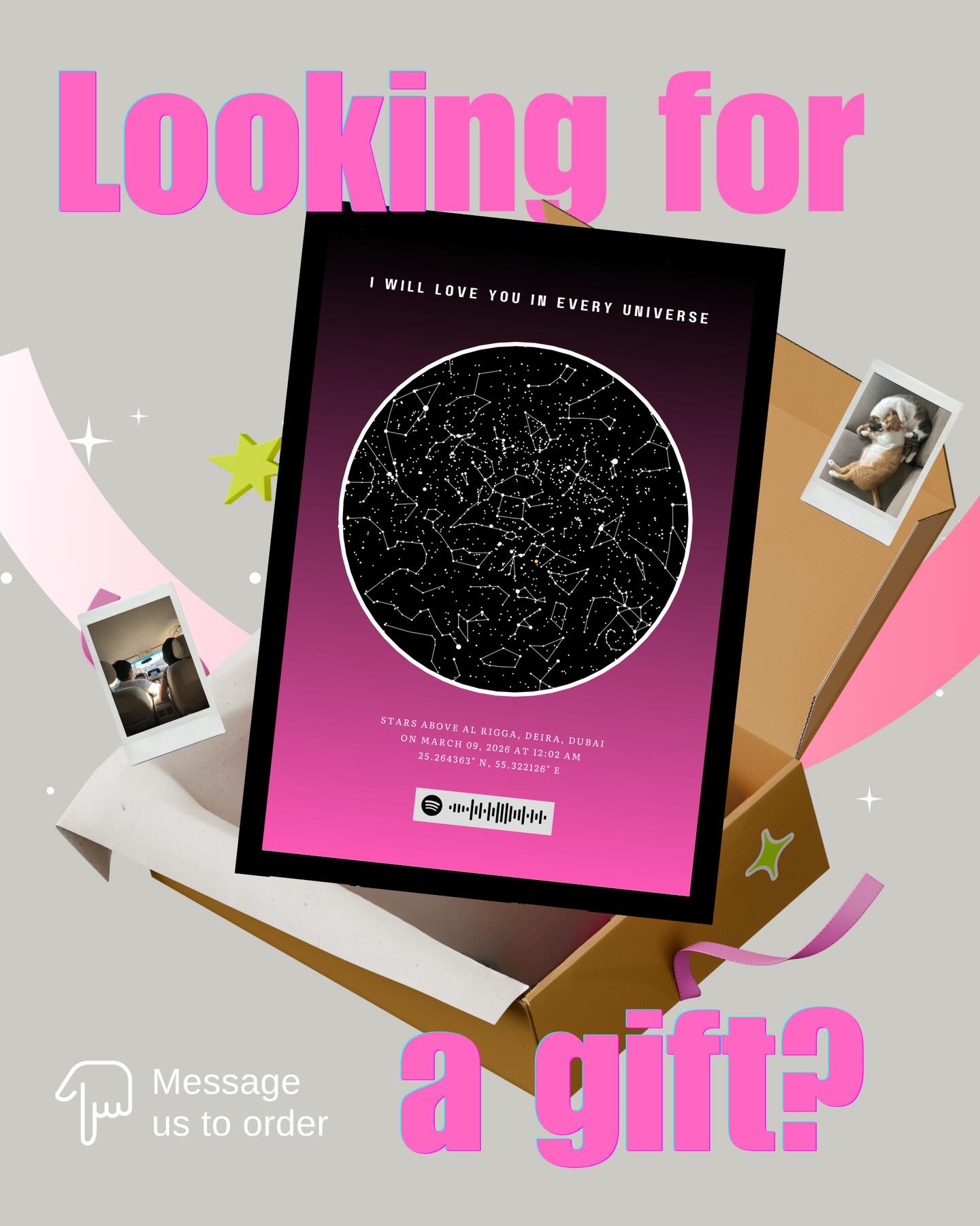 Interstellar - Custom Star Maps Facebook ad: Looking for a gift that feels like the…