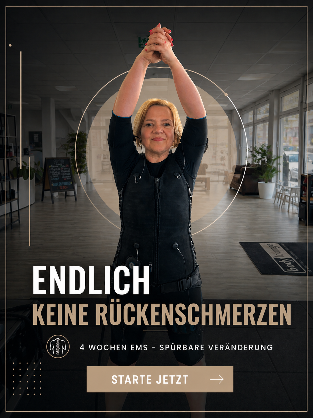 Bodylounge Einbeck Facebook ad: 4 Wochen EMS-Rückenprogramm!