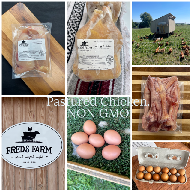 Fred's Farm Facebook ad: Pasture raised eggs, chicken, pork, and beef.