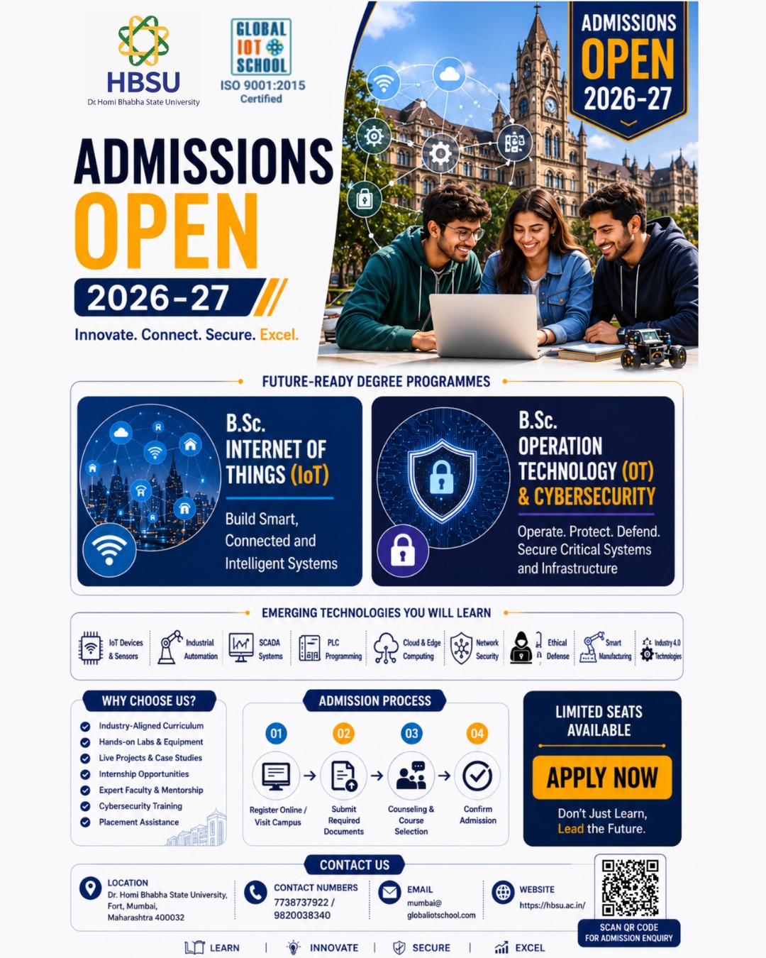 globaliotschool Facebook ad: **Admissions Open 2026-27!**