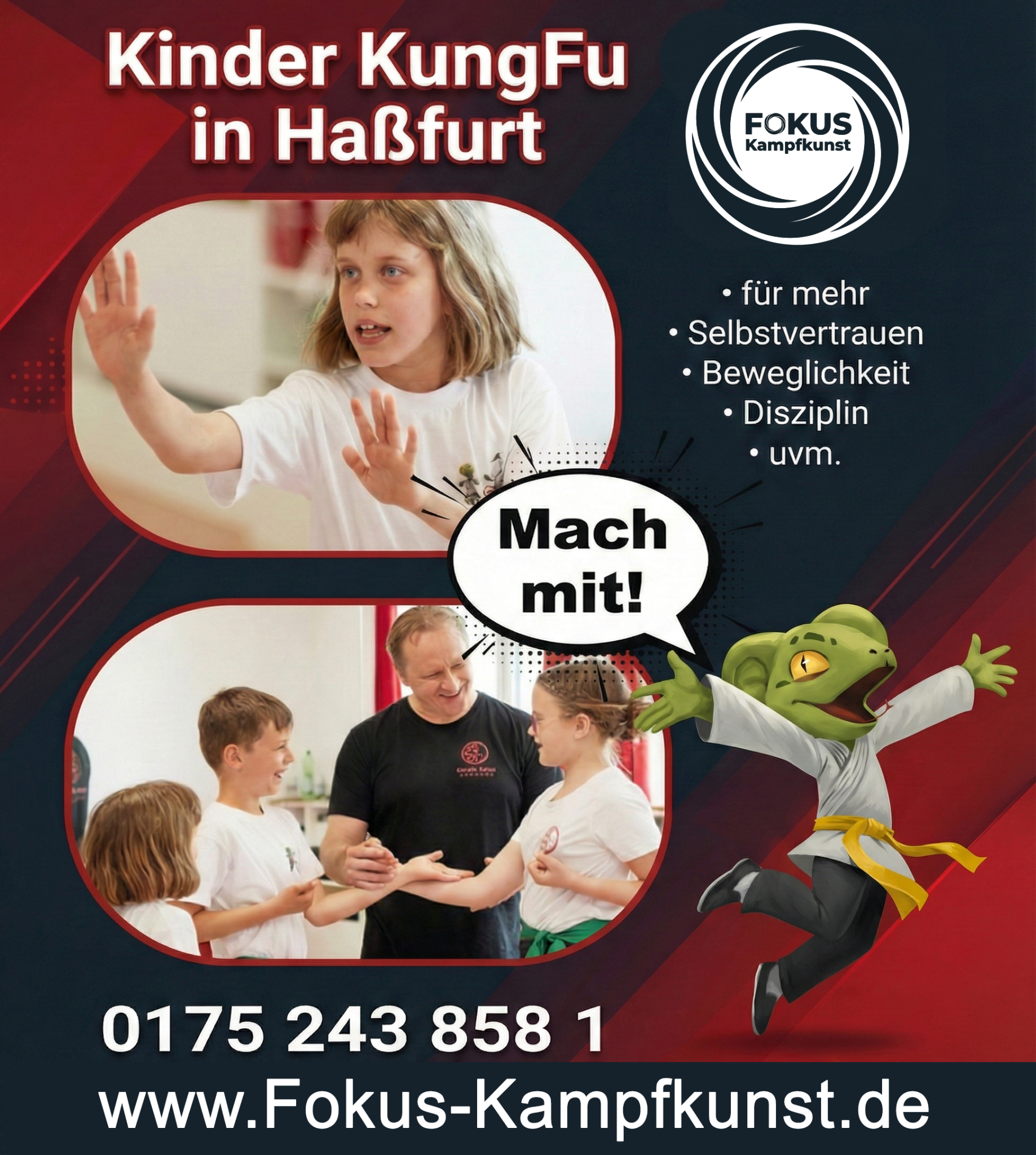 Fokus-Kampfkunst Facebook ad: Kinder KungFu in Haßfurt