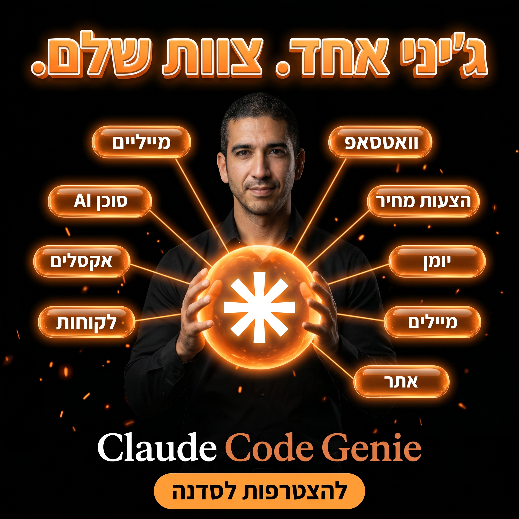 עמיחי שקל בינה מלאכותית ואוטומציה לעסקים Facebook ad: הג'יני הפרטי שלך צוות AI שלם בלי שורת קוד