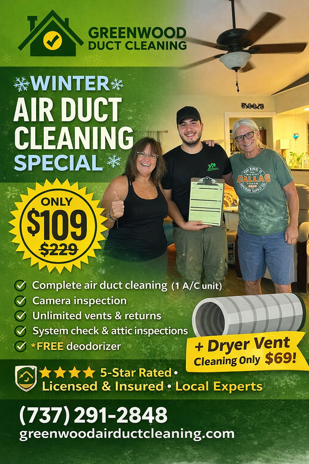 Greenwood Duct Cleaning TX Facebook ad