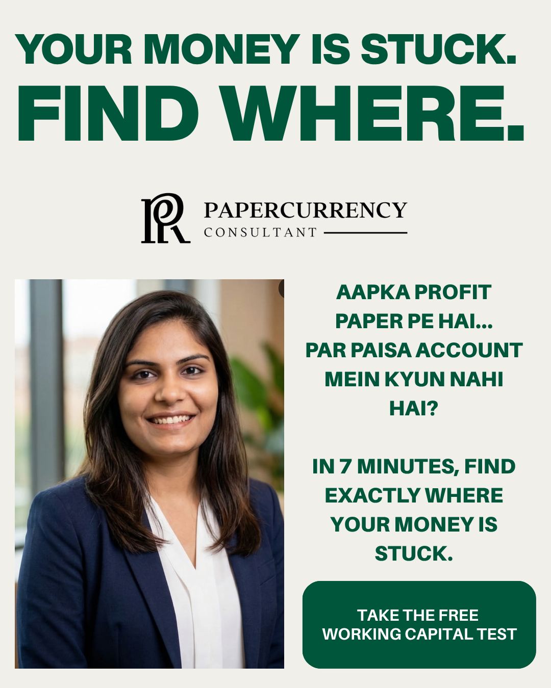 Paper Consultancy Facebook ad: Working Capital Health Score | Paper Currency Consulttancy