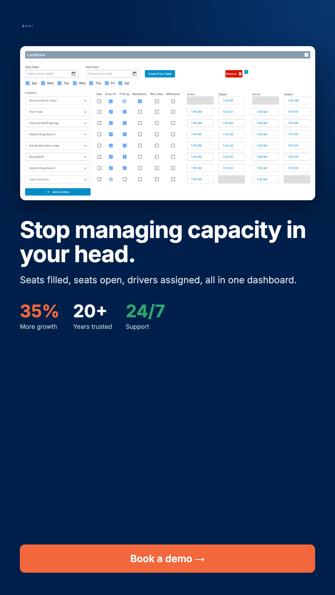 Zaui Software Facebook ad: Shuttle Booking Software