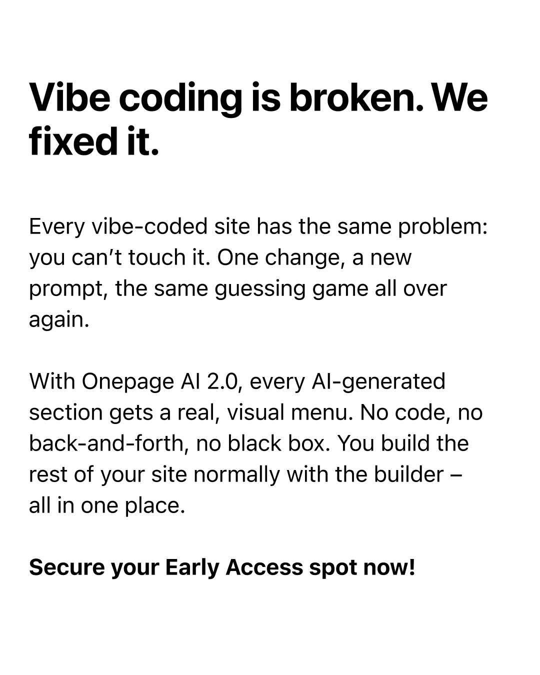Onepage Facebook ad