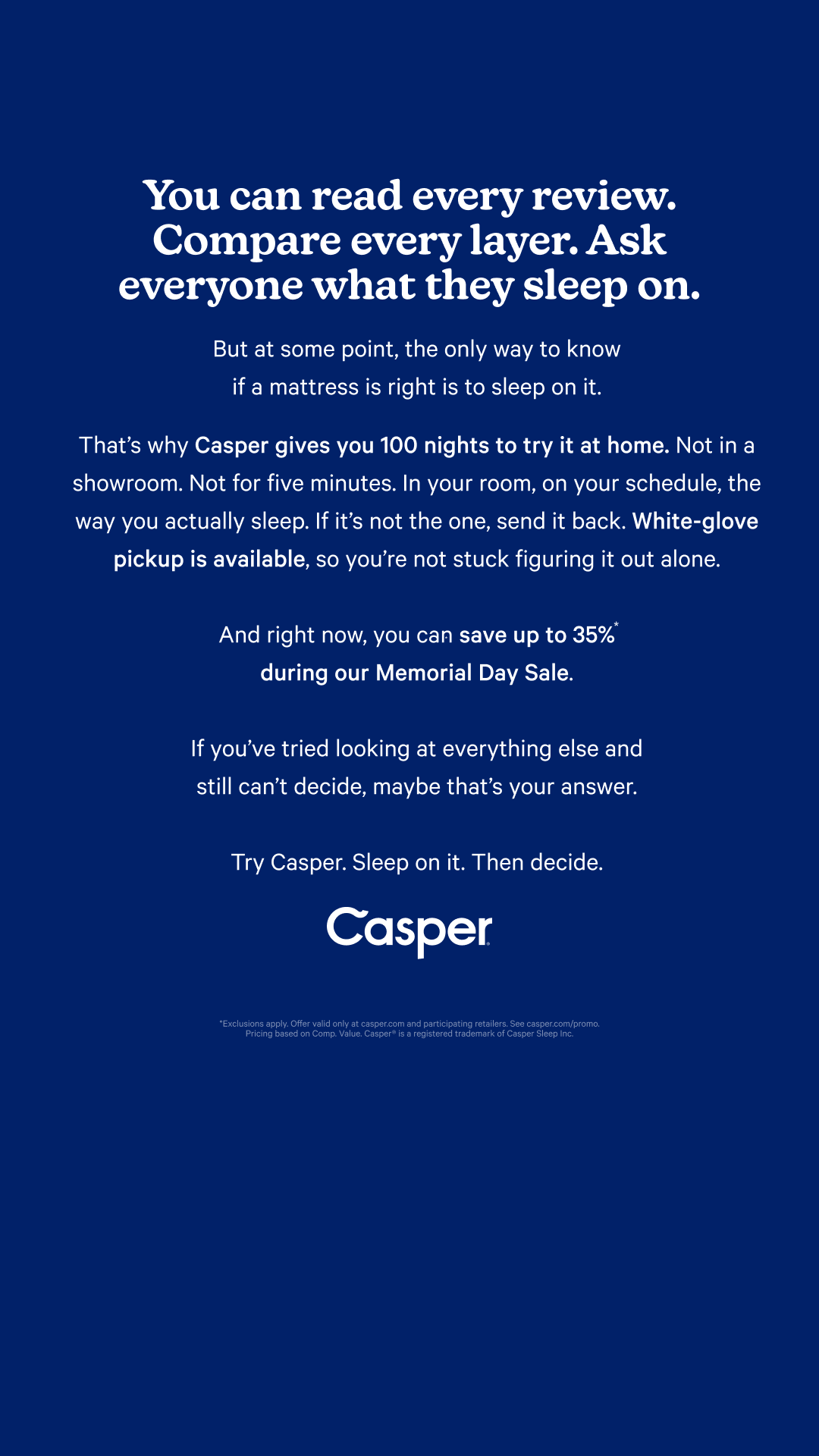 Casper Facebook ad