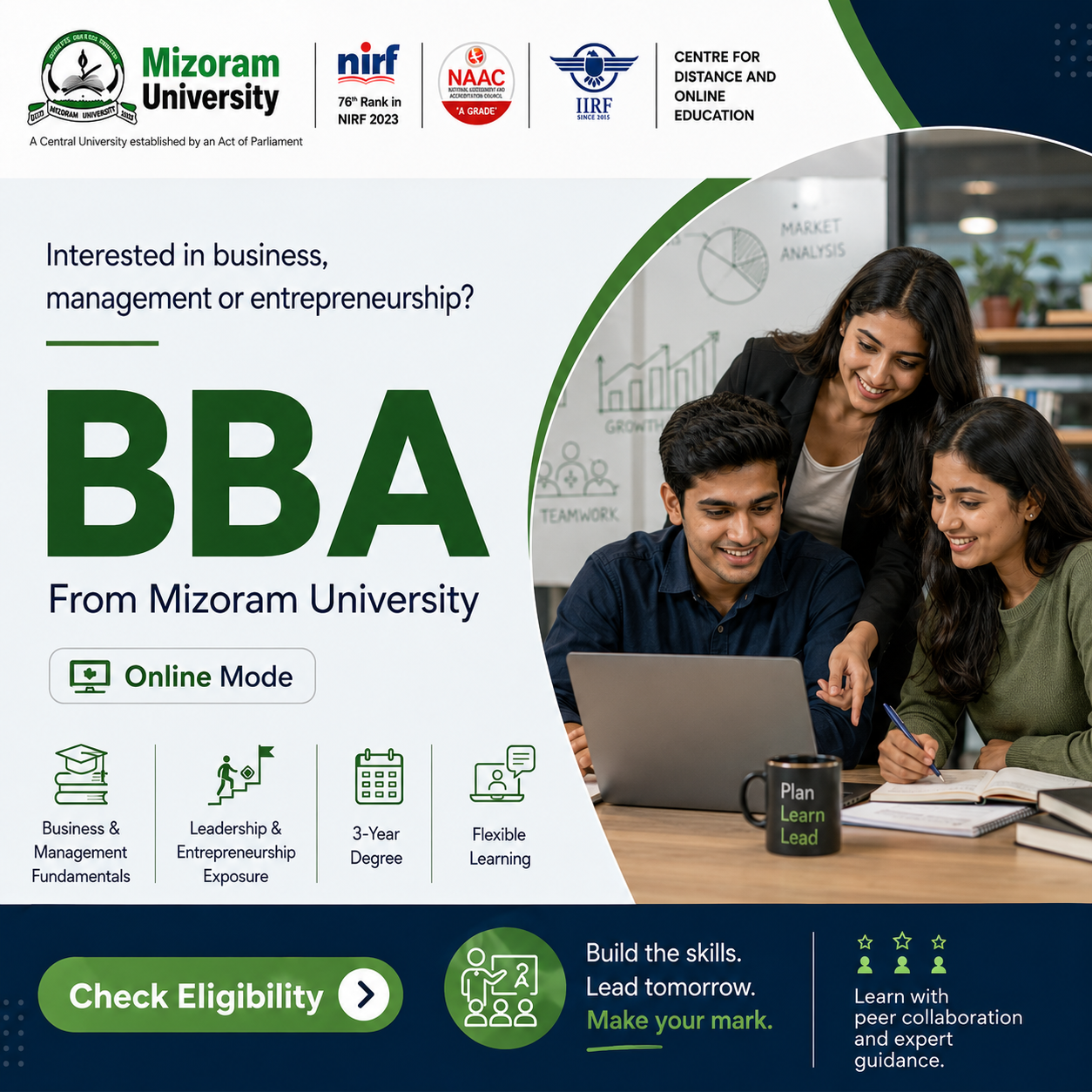 Mizoram University Online Facebook ad: BBA in E-Business from Mizoram University