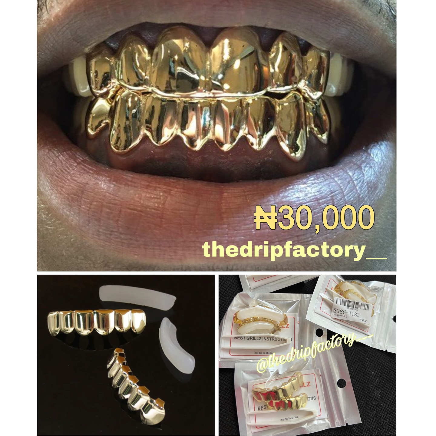 The Drip Factory Facebook ad: Best Selling Teeth Grillz/ Slugs