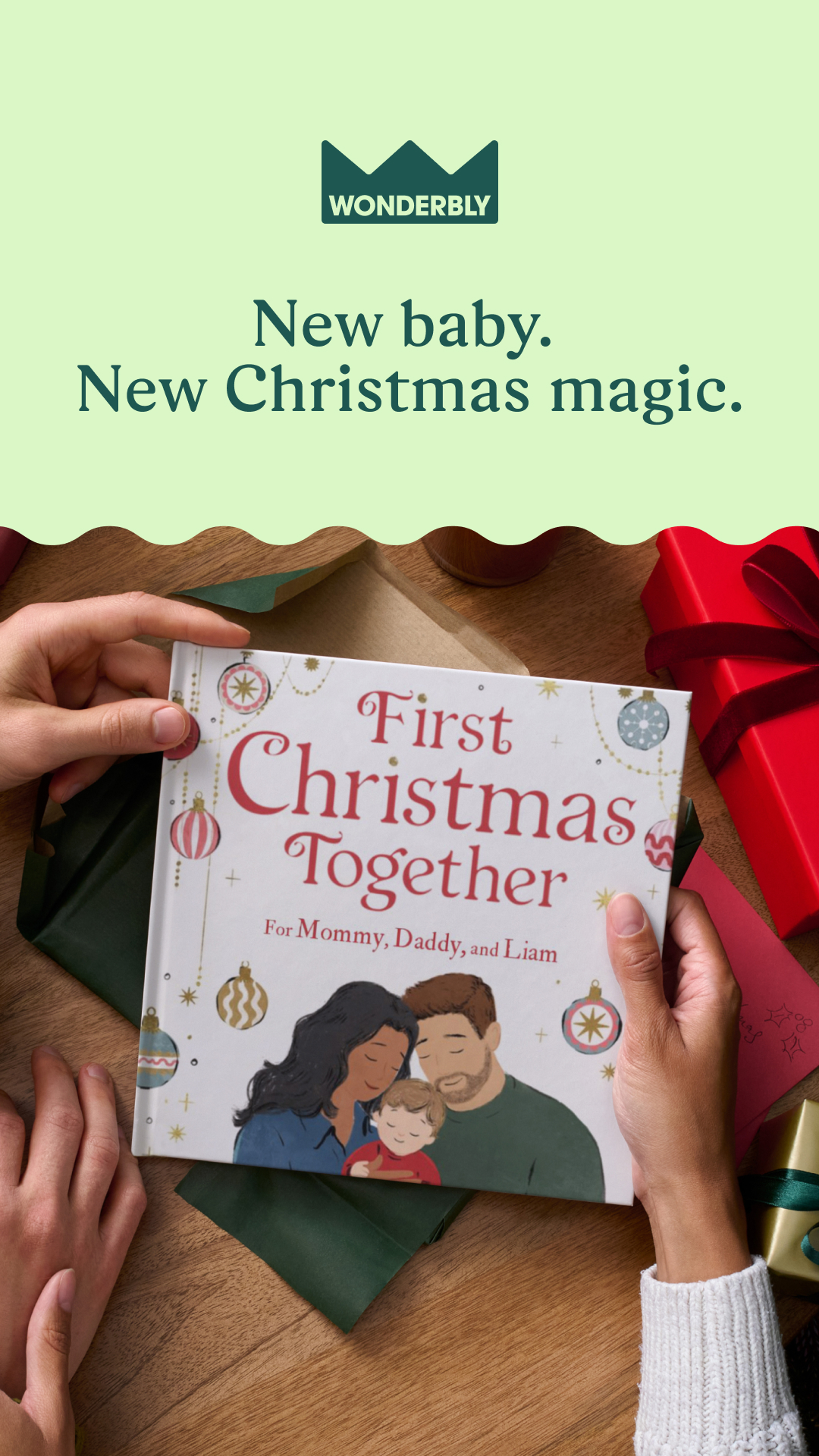 Wonderbly Facebook ad: The book they'll always return to at Christmas
