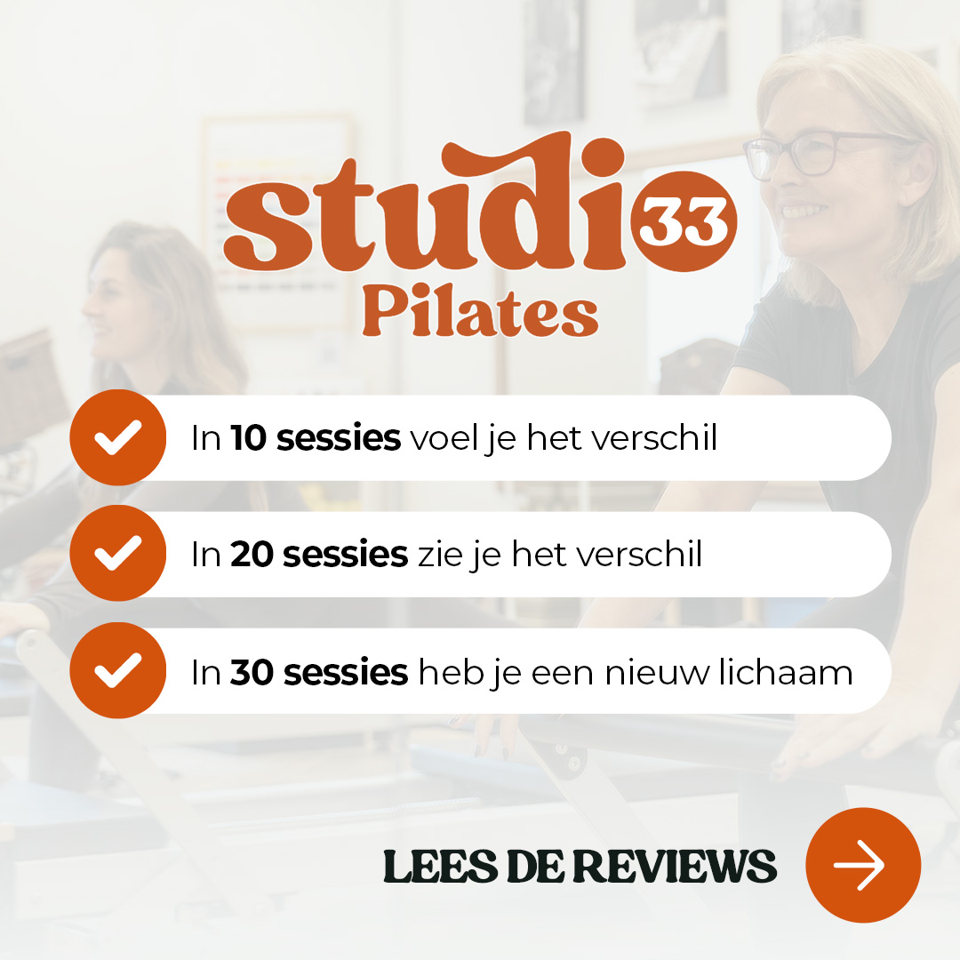 Studio 33 Pilates Facebook ad: Onze leden geven ons gemiddeld een 5/5.