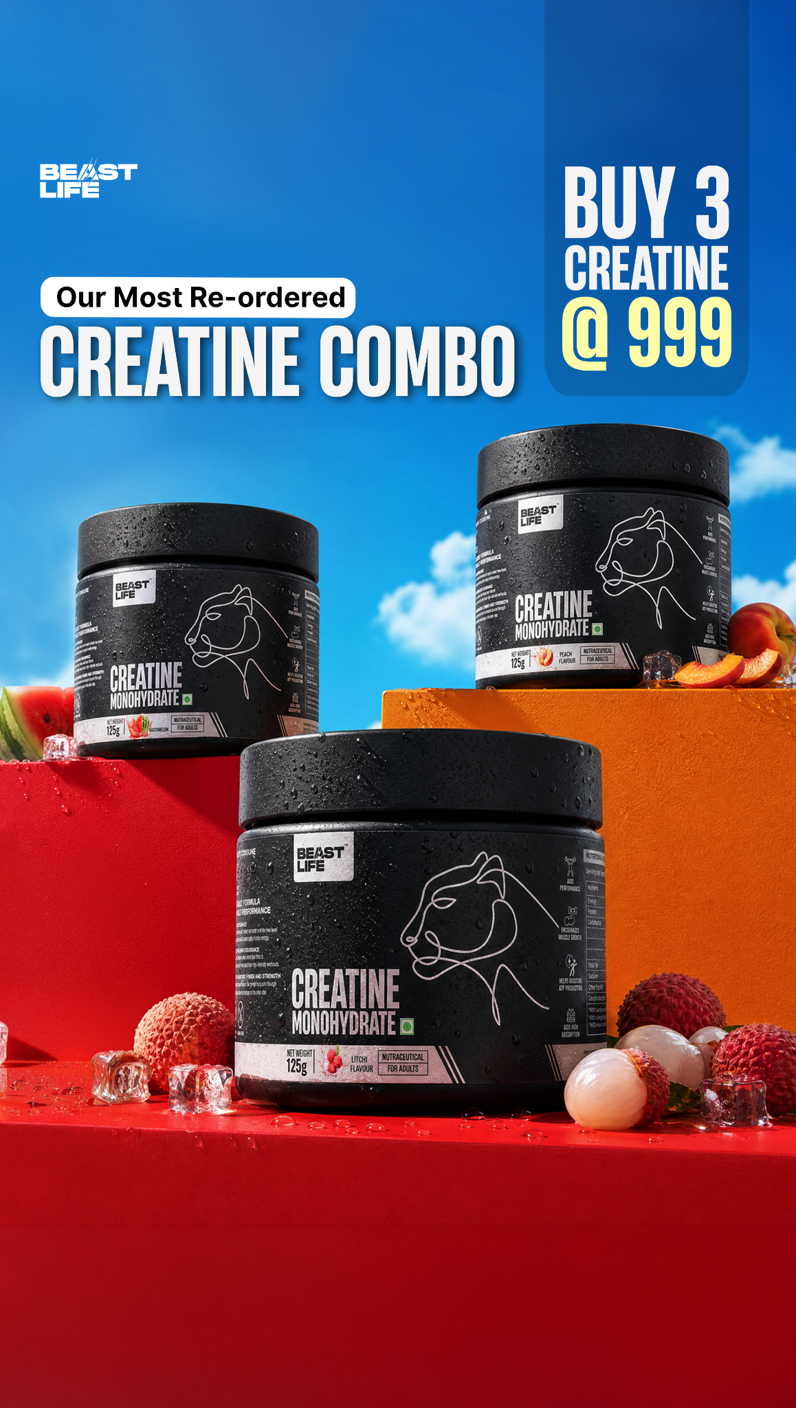FitMuscle TV Facebook ad: Buy 3 Creatine @ ₹999