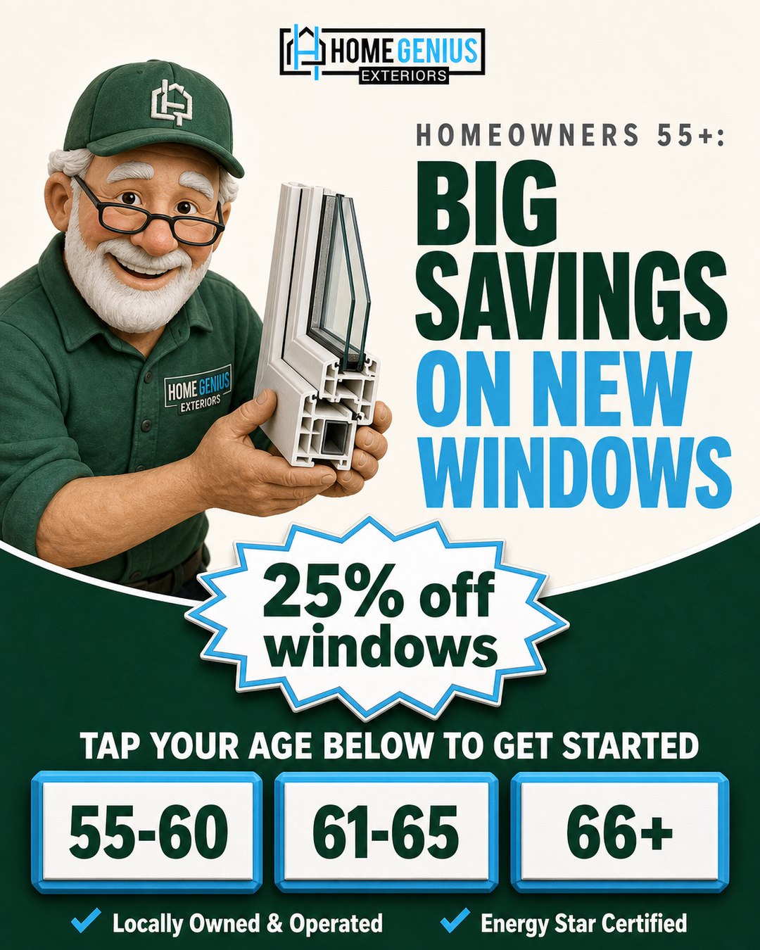 Home Genius Exteriors Facebook ad