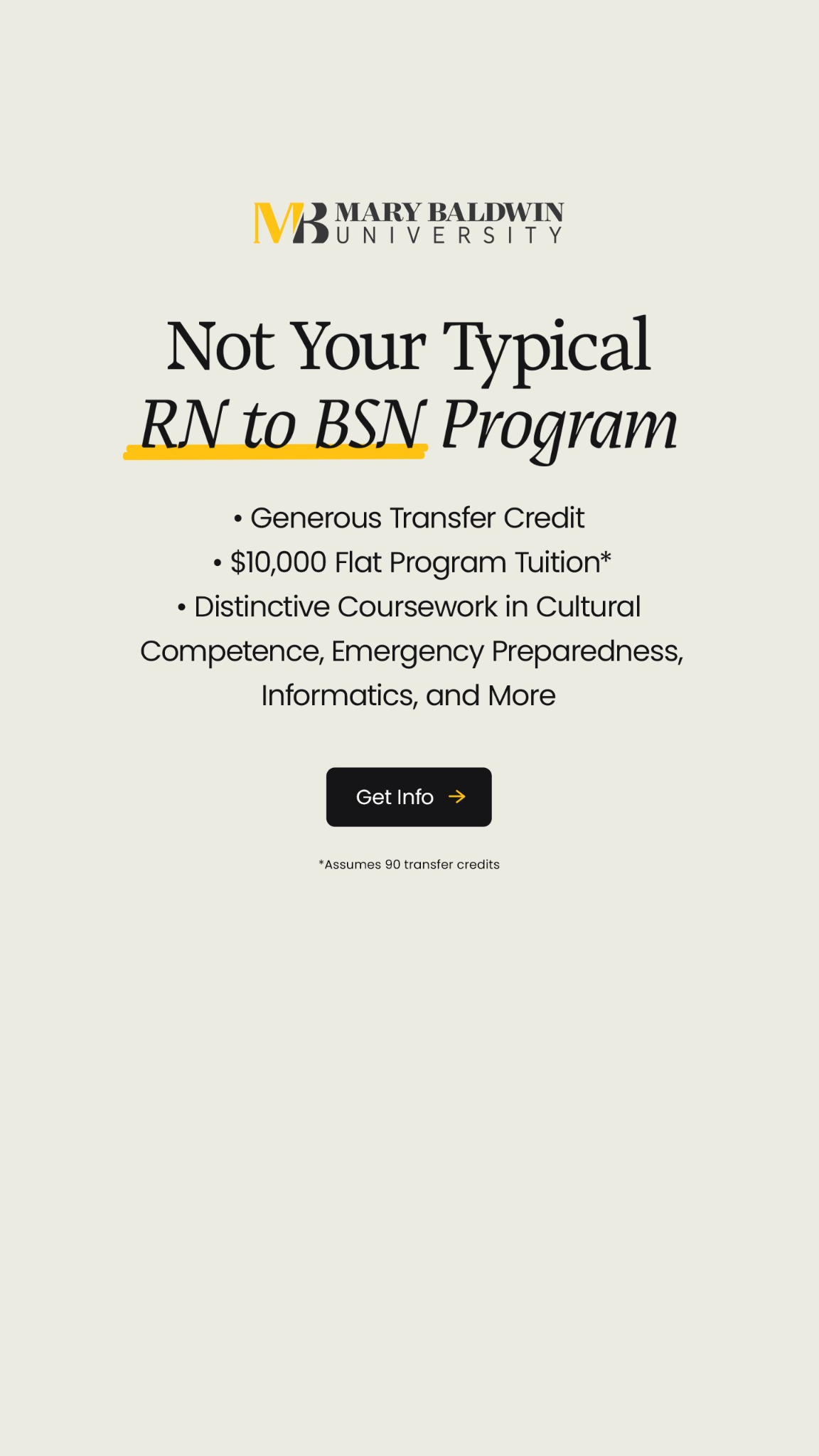Mary Baldwin University Facebook ad