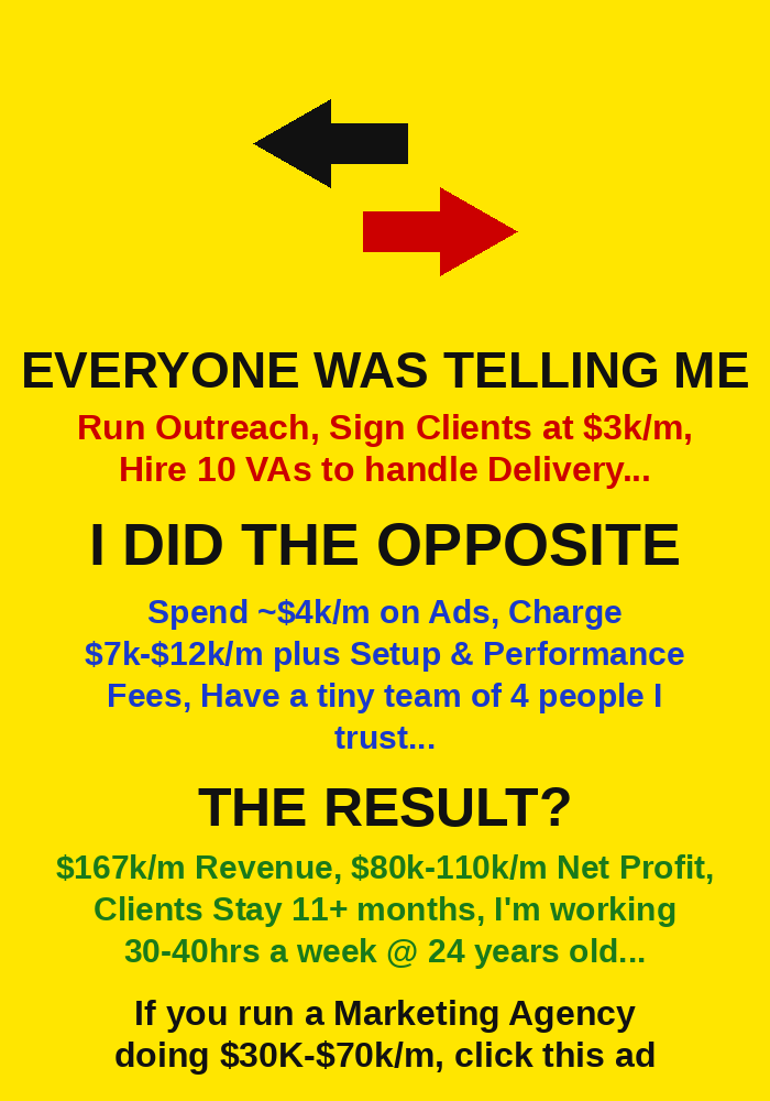 Matej Otys Facebook ad: $100k/m Profit Agency
