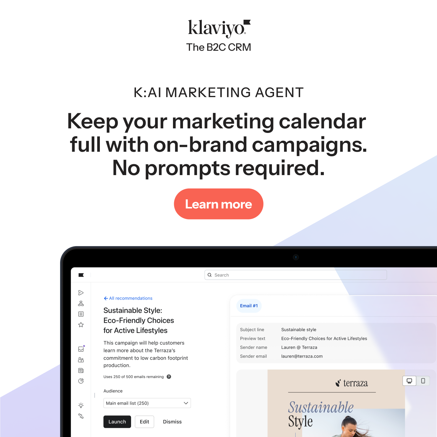 Klaviyo Facebook ad