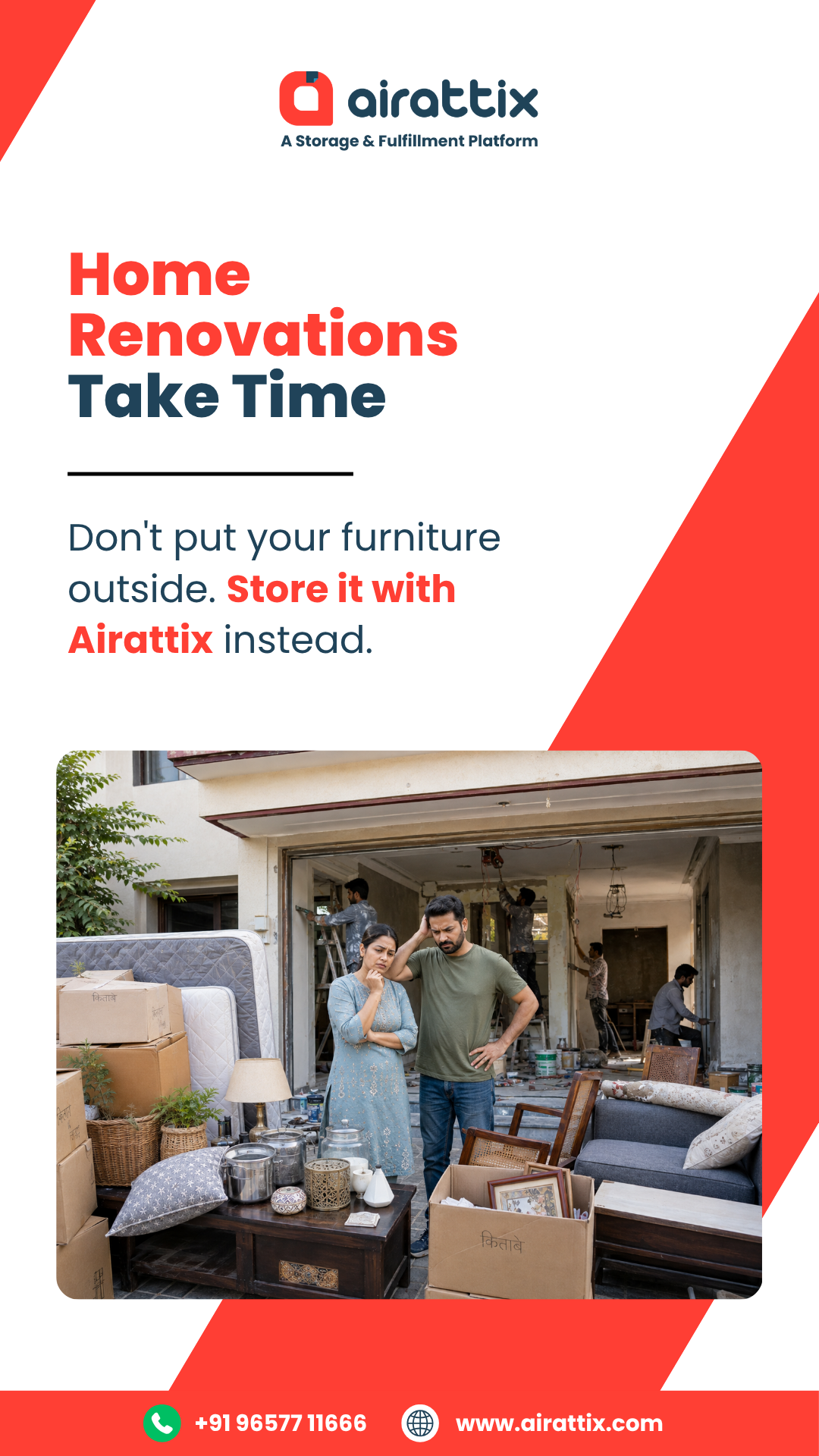 Airattix Facebook ad: Renovating? Store with Airattix.