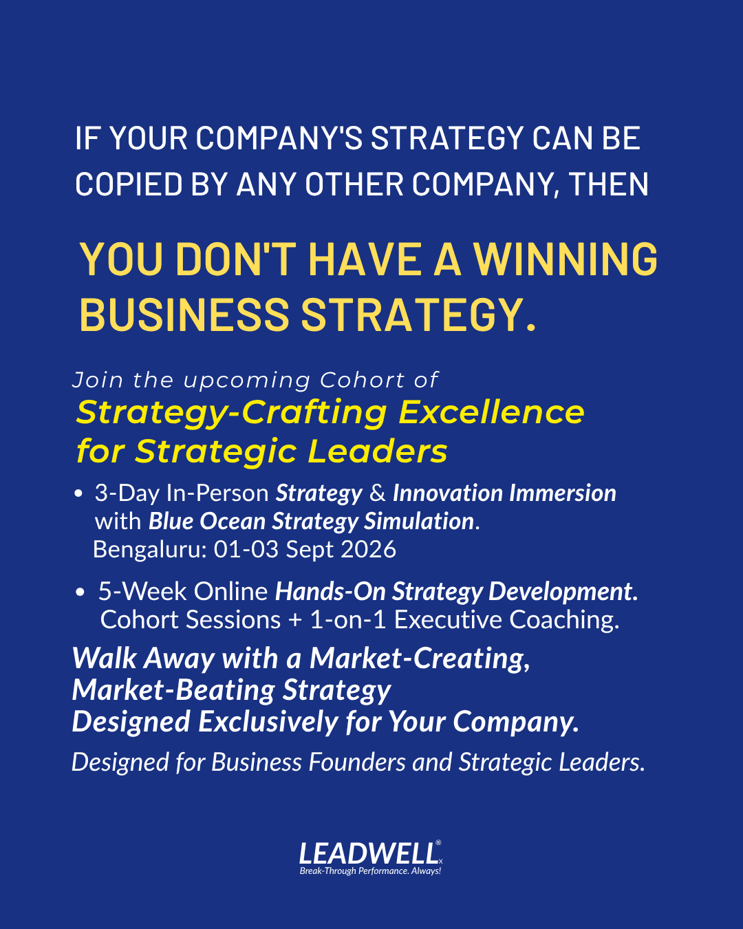 LEADWELLx Facebook ad: Deepen your company’s competitive advantage