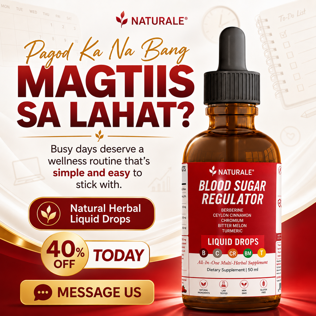 Gluco SugarBalance USA Facebook ad: NATURALE BLOOD SUGAR CONTROL