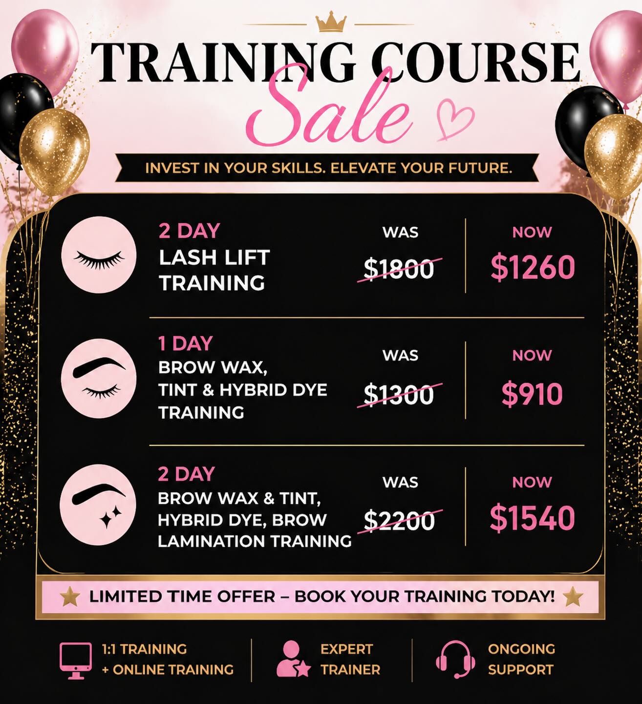 Lashlift Lounge Facebook ad: 1:1 Lash Lift & Brow Training Sydney | Lashlift Lounge