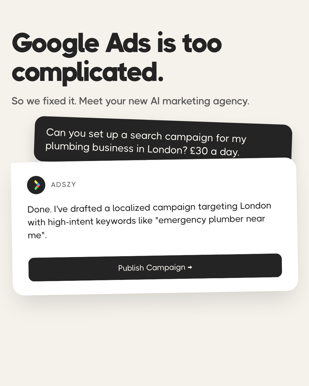 Adszy.ai Facebook ad: Start free trial