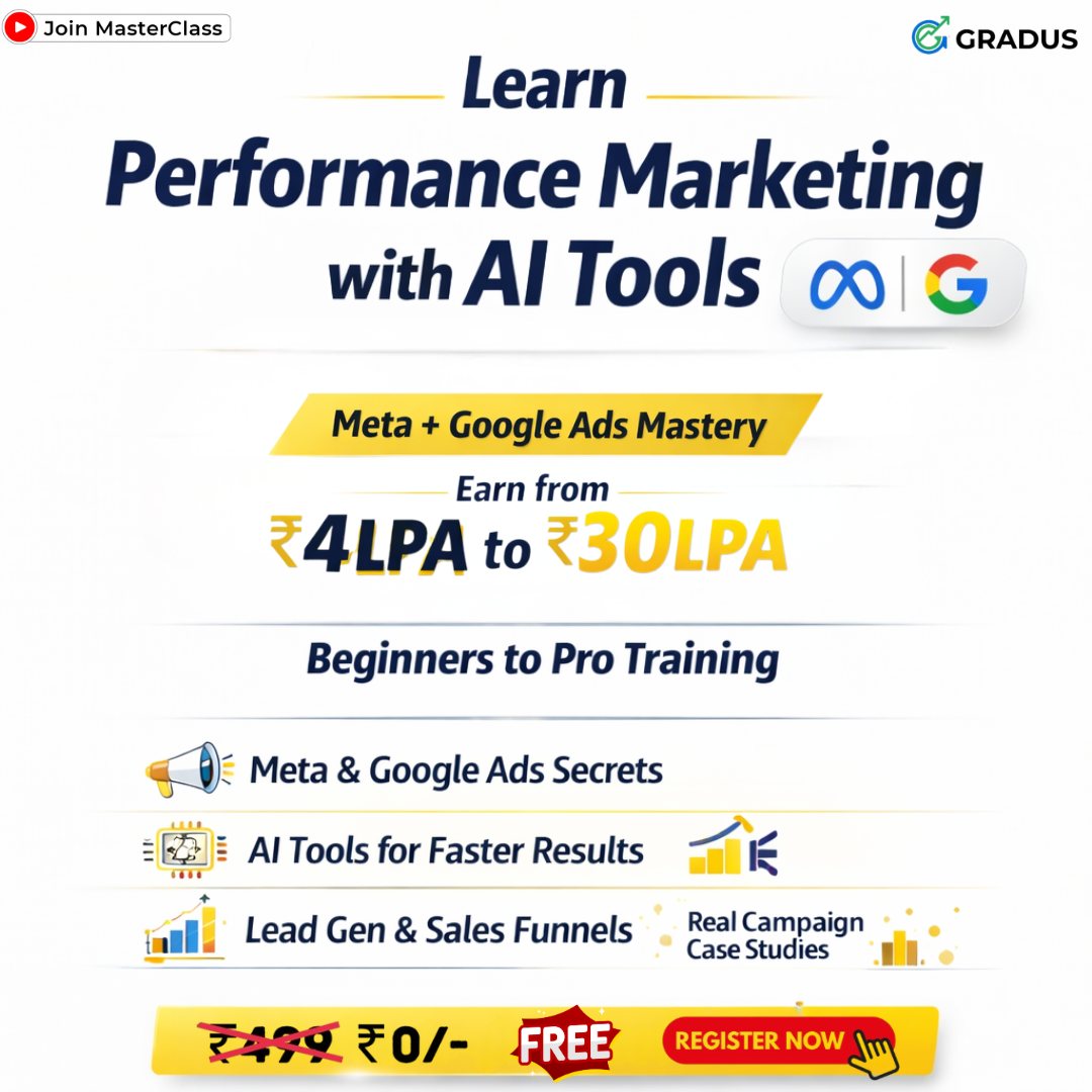 Gradus Facebook ad: From ₹10LPA to ₹30LPA, Learn Google Ads & Meta Ads