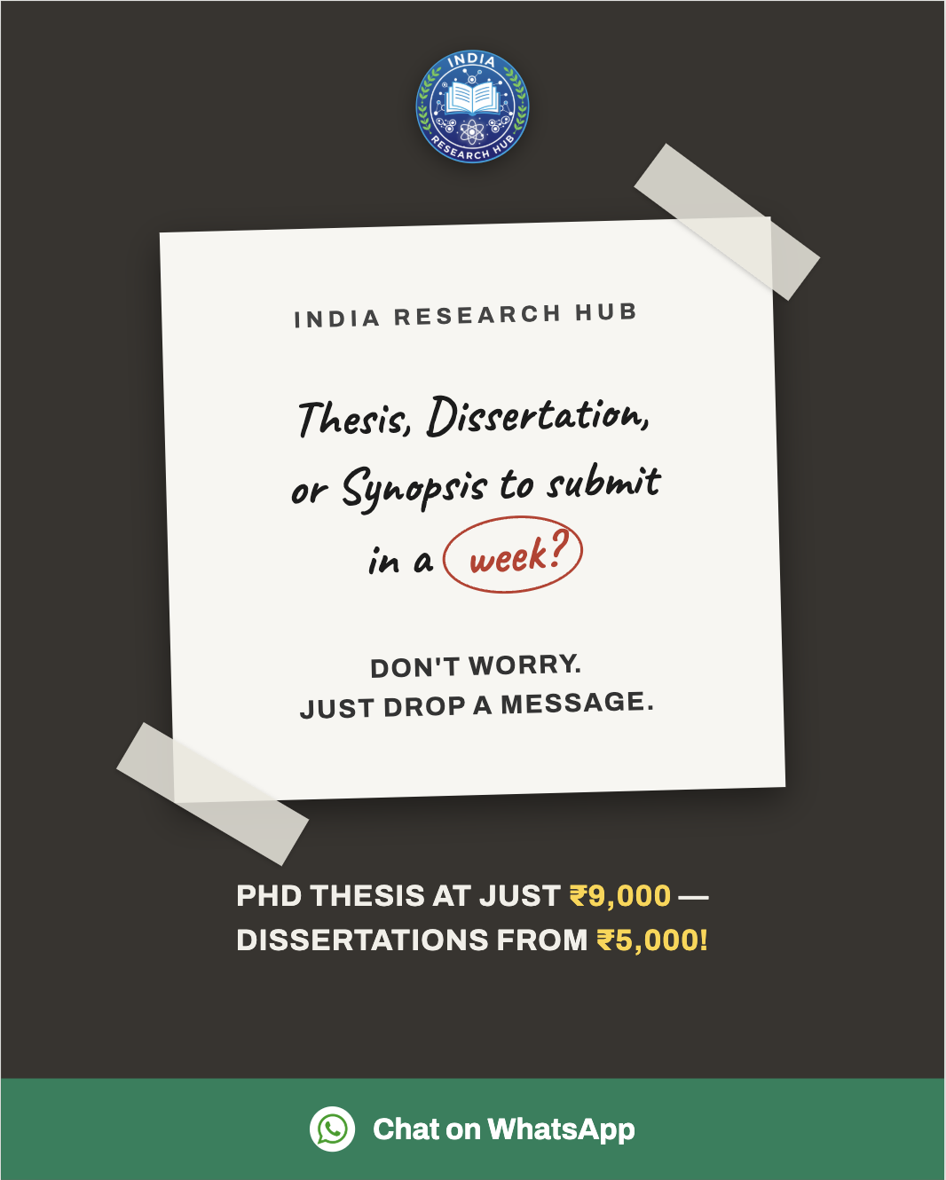 India Research Hub Facebook ad: 7,000+ Trusted Students