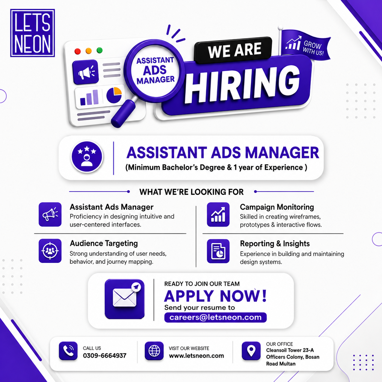 Lets Neon Facebook ad: Assistant Ads Manager, Meta, Google & TikTok
