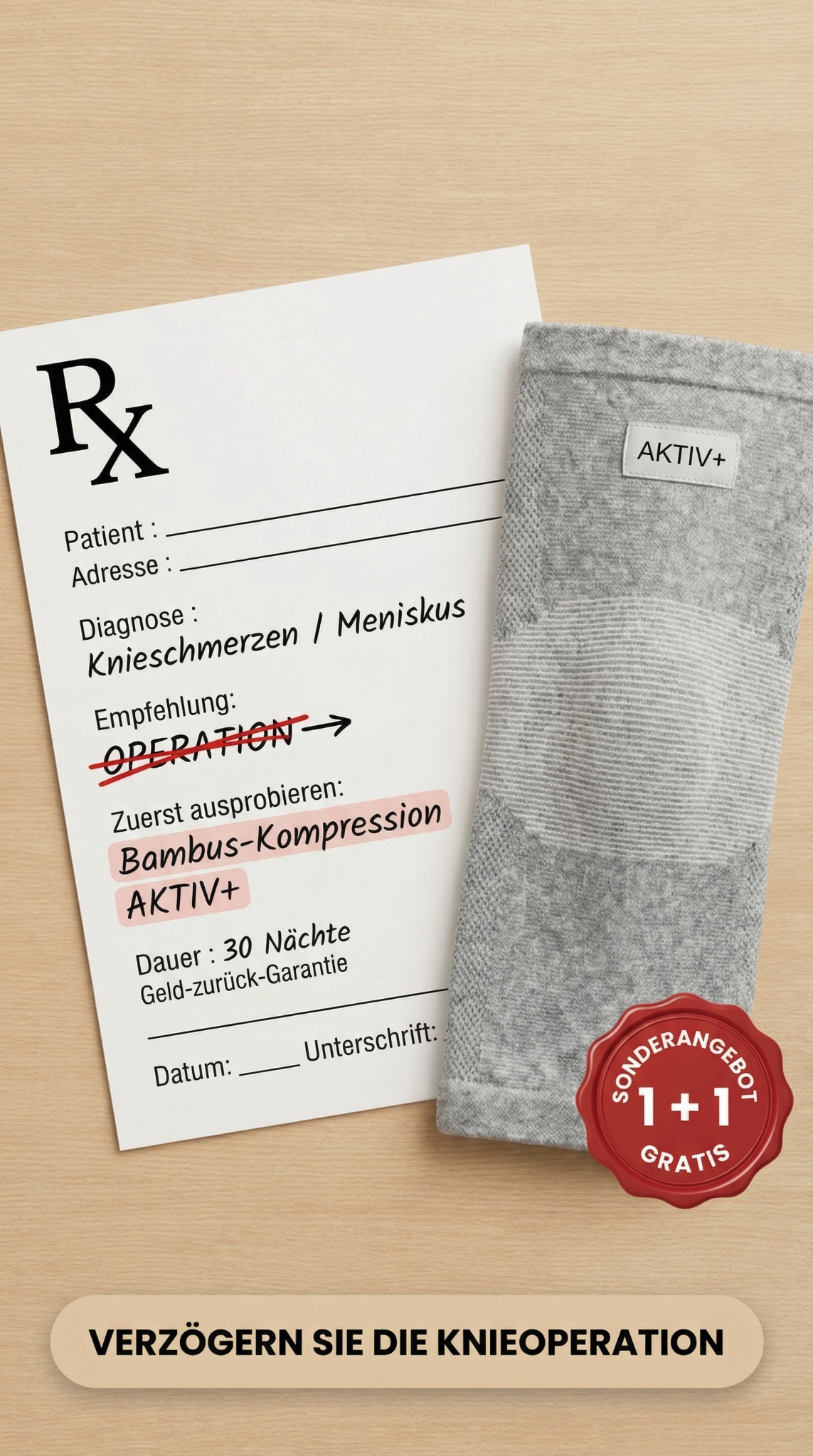Aktiv+ Facebook ad: +30.000 entlastete Knie