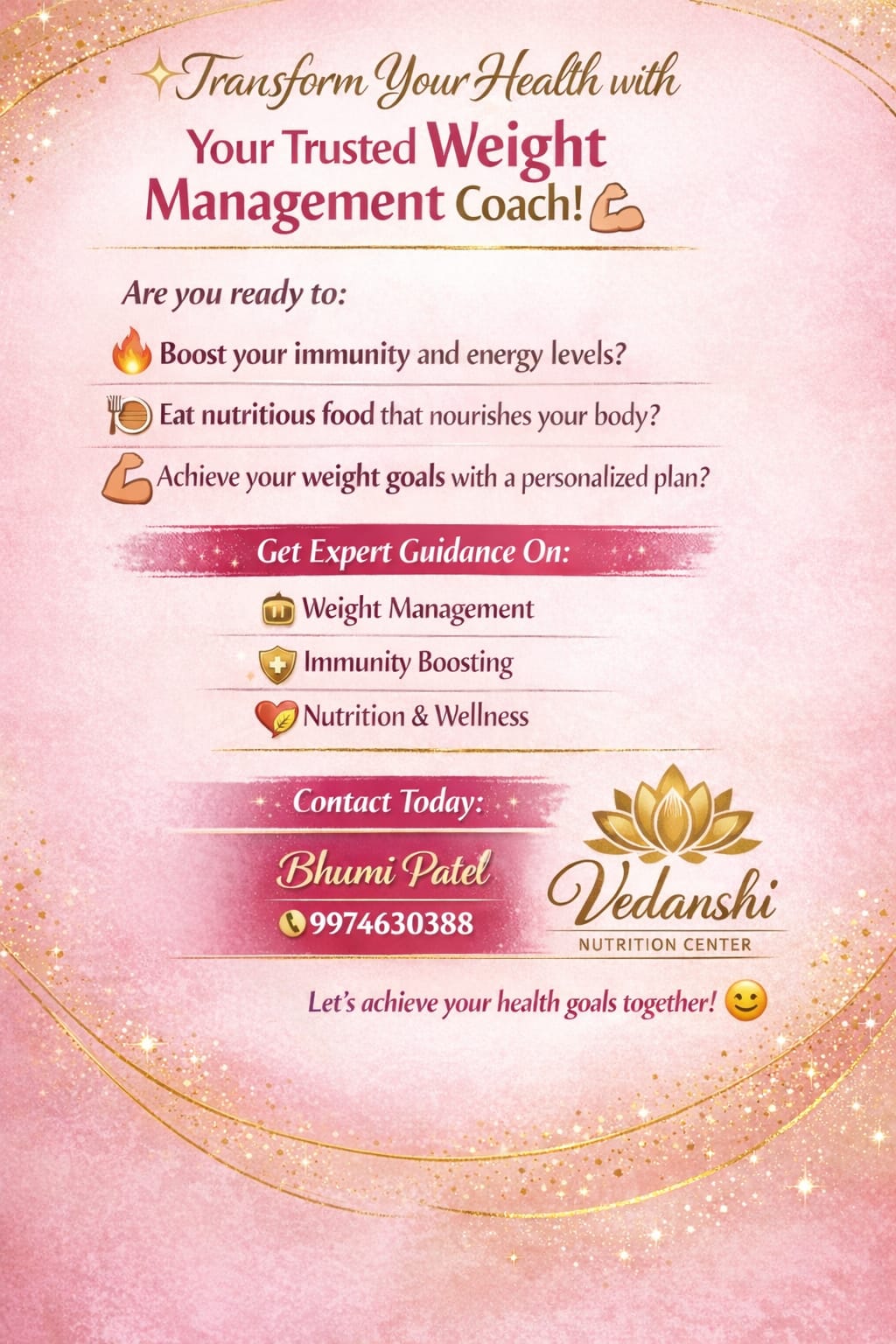 Vedanshi Nutrition Center Facebook ad: Transform Your Health & Energy