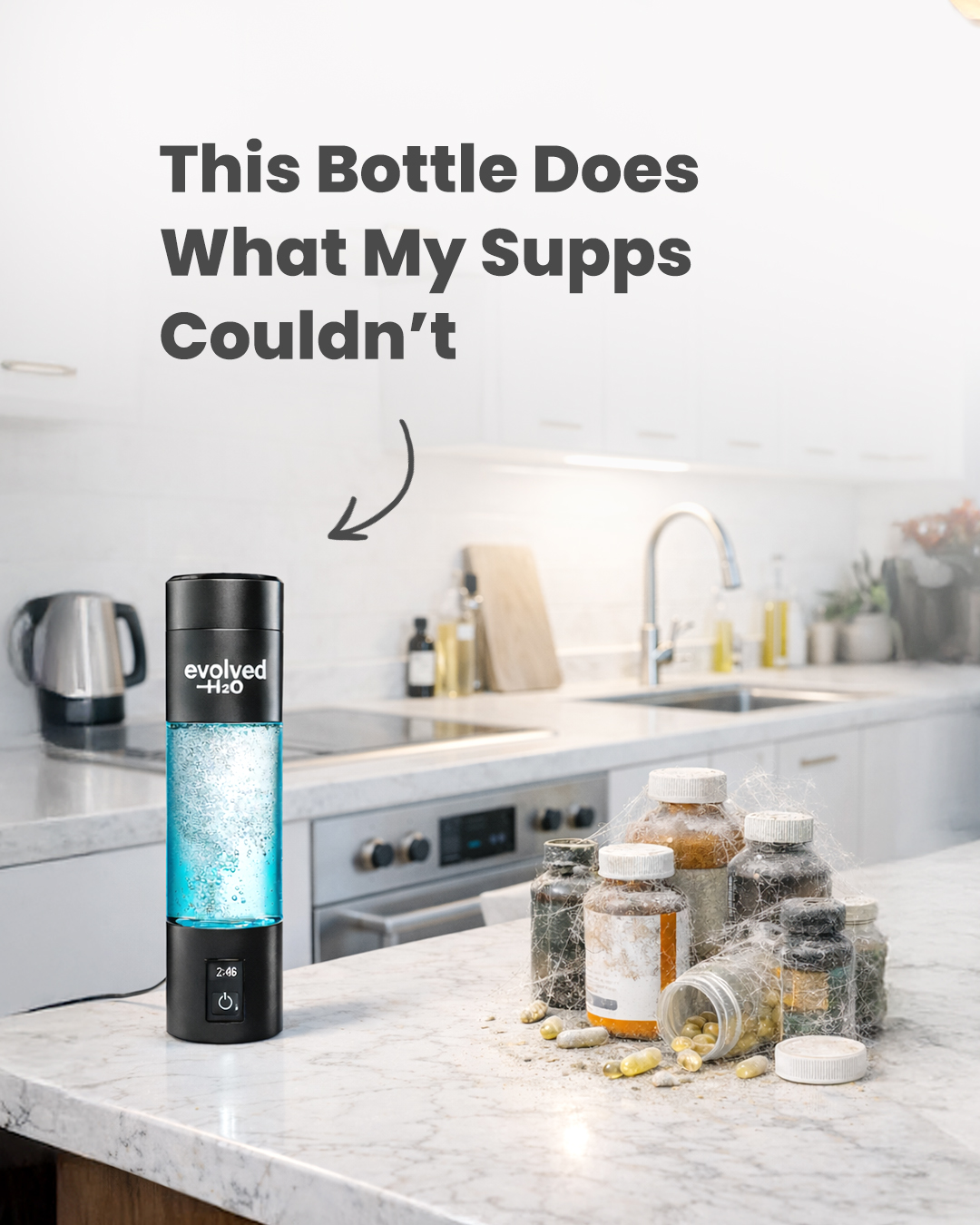 Evolved H2O Facebook ad: This Bottle Replaced My Supplement Stack