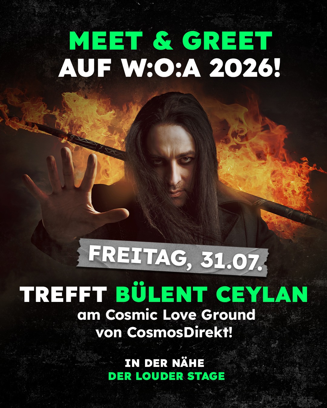 CosmosDirekt Facebook ad: Laut. Lauter. Meet & Greet.