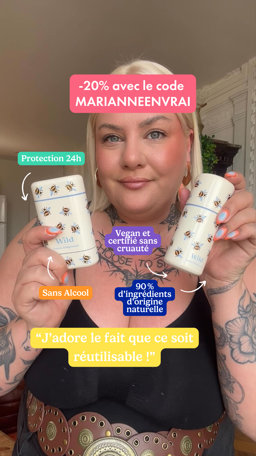 Wild Facebook ad: MARIANNEENVRAI pour -20% sur TOUT le site Wild