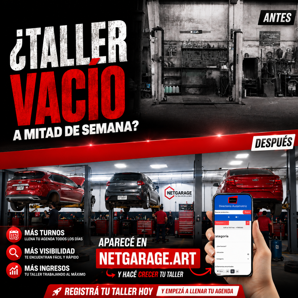 Net Garage Facebook ad: Chatea con nosotros