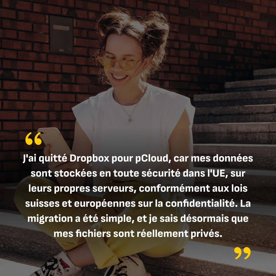 pCloud Facebook ad: Cloud européen. Confidentialité suisse.
