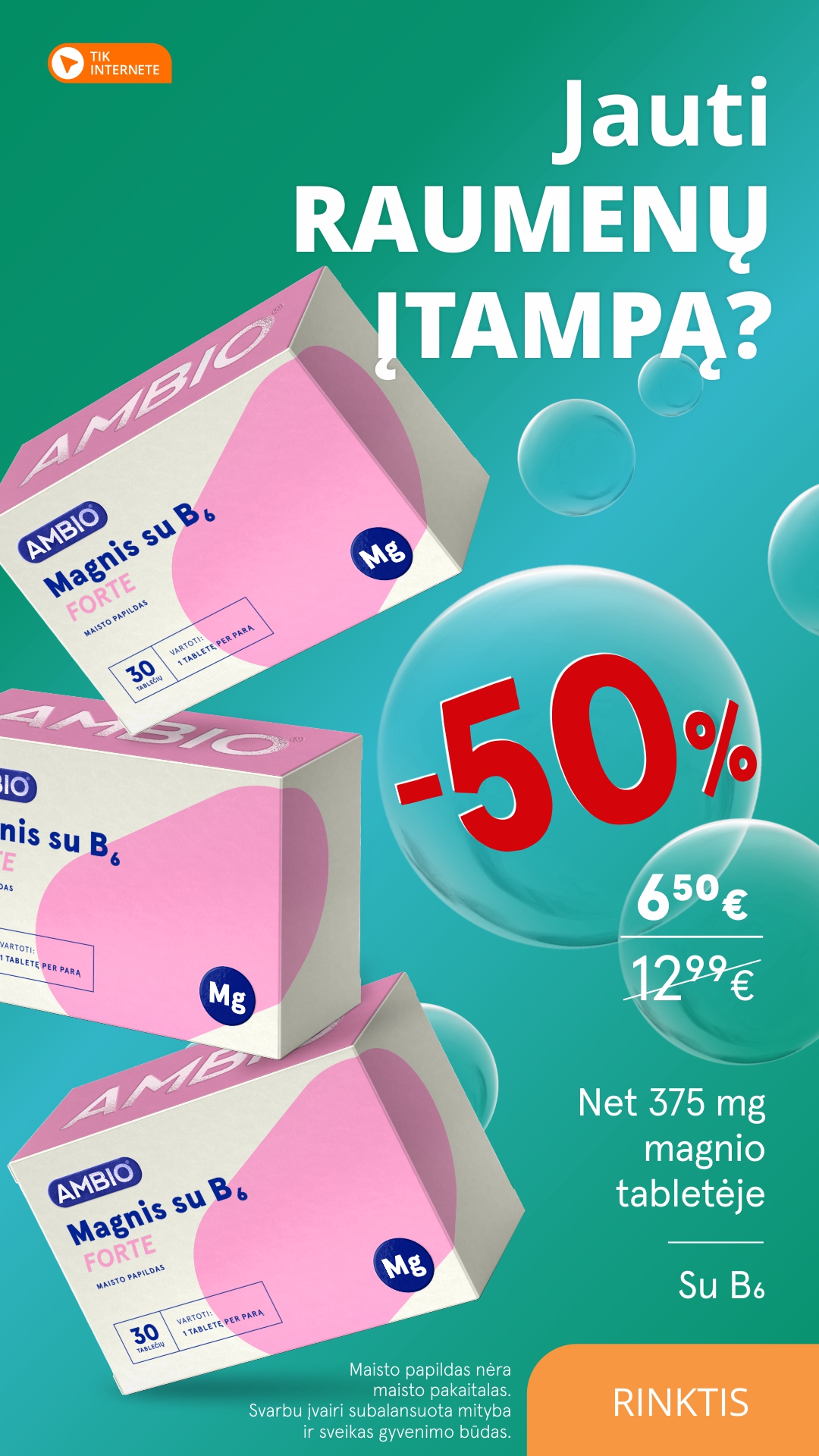 Gintarinė Vaistinė Facebook ad: Didelė magnio dozė