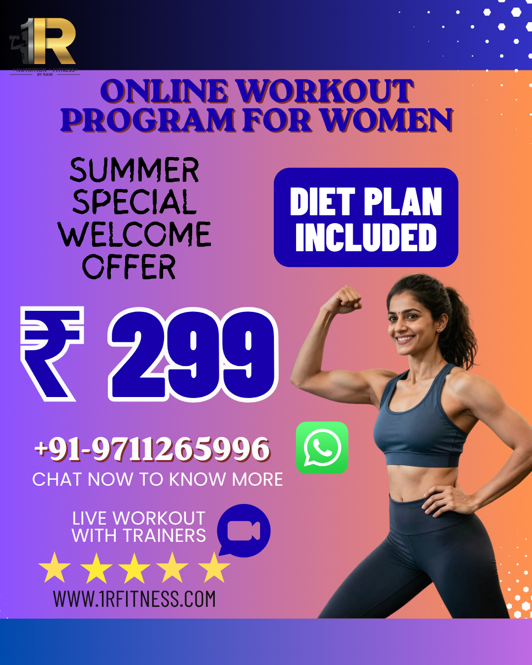 1RFitness Facebook ad: Struggling? Let's Chat