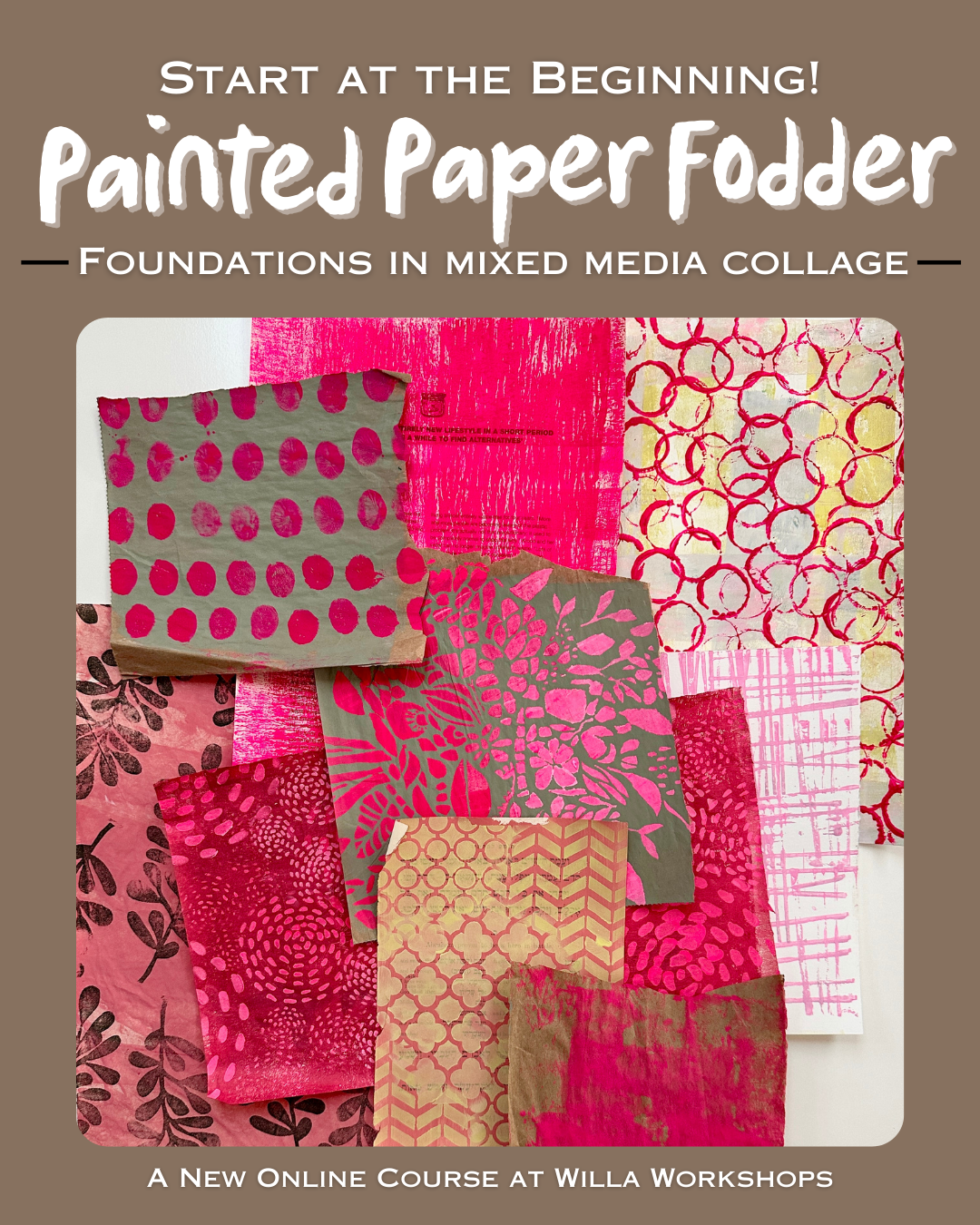 Willa Wanders Facebook ad: Foundations in Mixed Media Collage Art