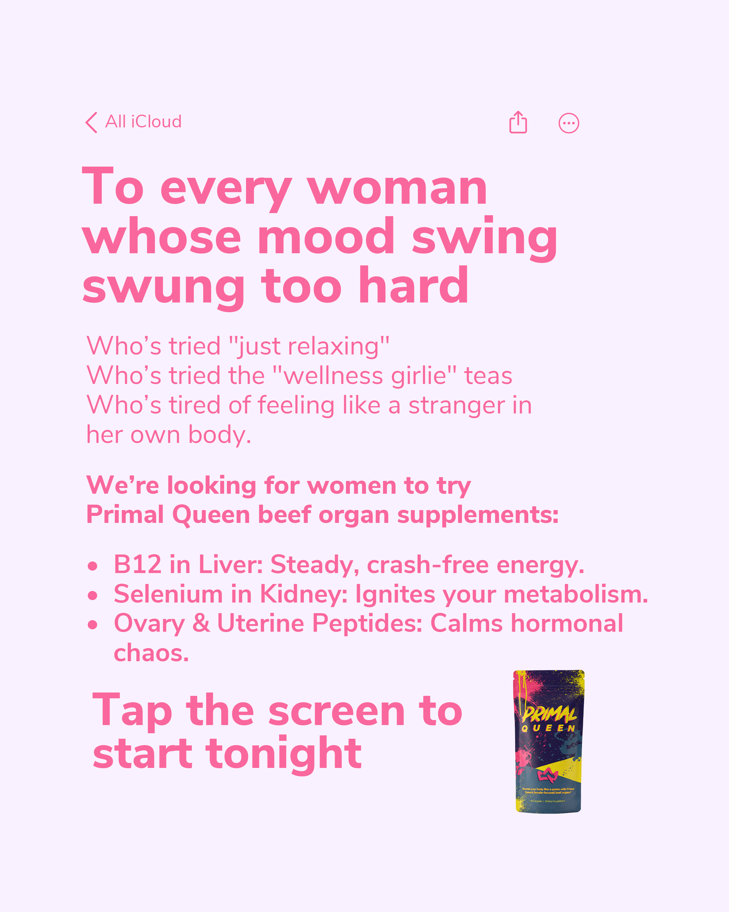 Primal Queen Facebook ad