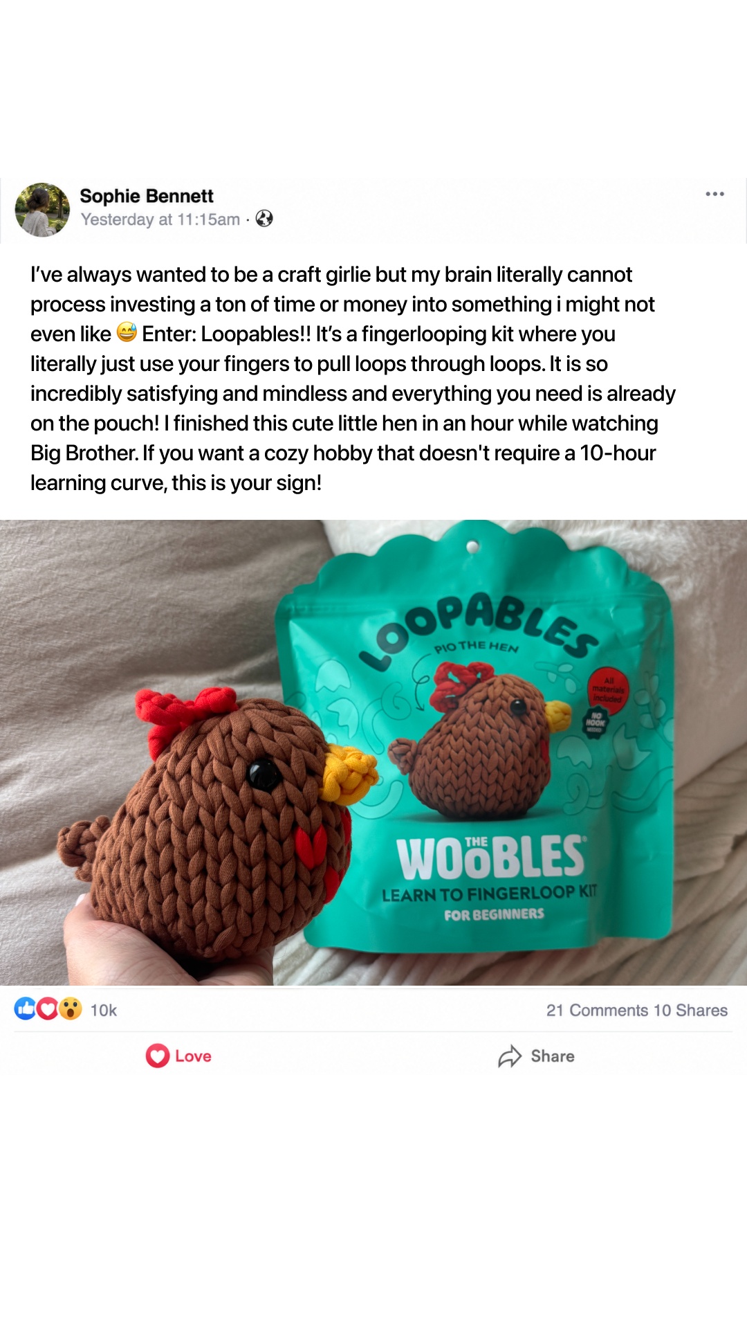 The Woobles Facebook ad