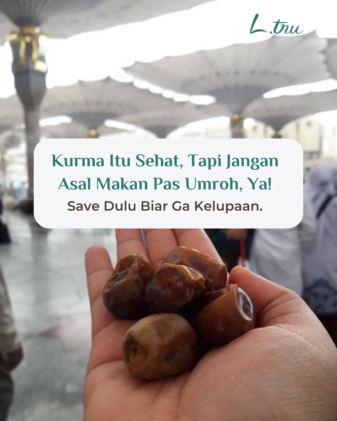 L.tru Pray Facebook ad: Kurma memang superfood, tapi buat jamaah wanita, ada…